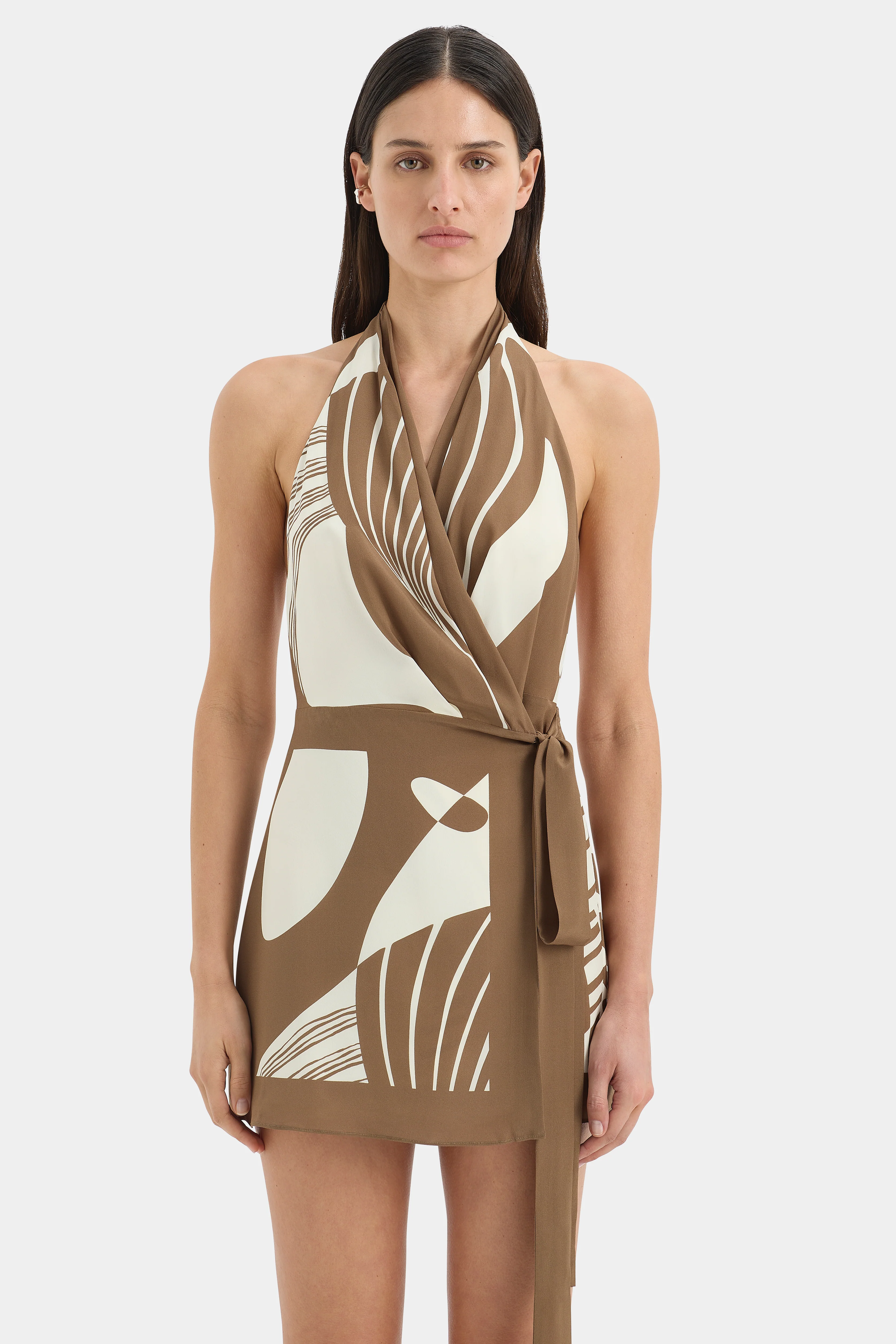 Almara Wrap Halter Mini Dress - Image 4