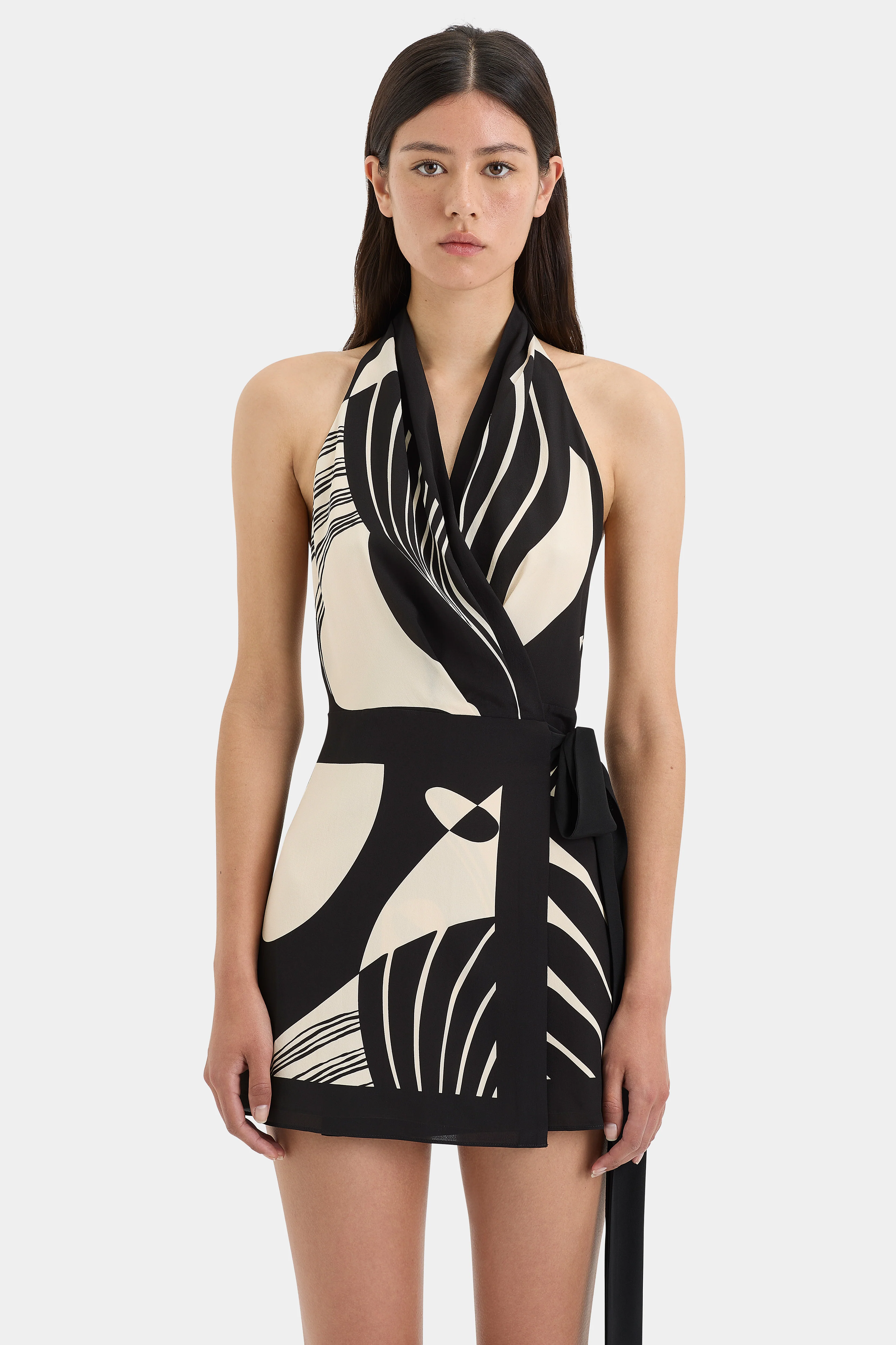 Realisme Wrap Halter Mini Dress - Image 4