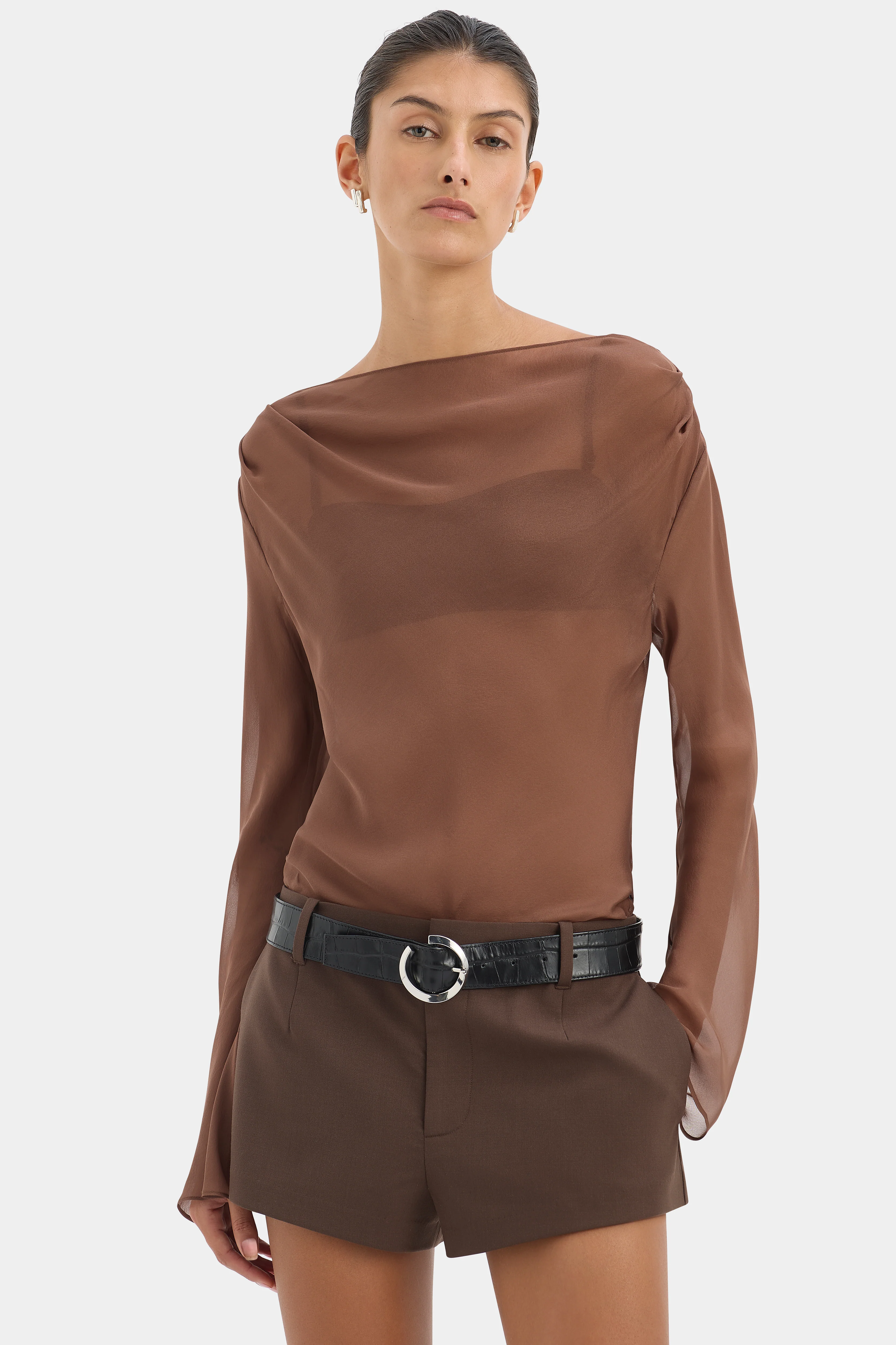 Strobe Long Sleeve Cowl Top - Image 5